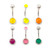 Pack of 6 Belly Button Rings UV Light Balls Surgical Steel 14ga