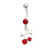 Cherry and Cubic Zirconia Design Belly Button Ring 14ga- Choose Your Style