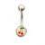 Cherry and Cubic Zirconia Design Belly Button Ring 14ga- Choose Your Style