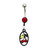 Cherry and Cubic Zirconia Design Belly Button Ring 14ga- Choose Your Style