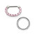Silver Septum Clickers Hoops Ring Pink CZ Gems