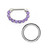 Silver Septum Clickers Hoops Ring Purple CZ Gems