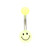Pack of Two Glow in the Dark Smiley Face Belly Button Rings 14ga