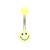 Yellow Acrylic Glow In Dark Smiley Face Belly Ring