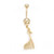 Dangle Gold IP Giraffe Clear CZ Gem Belly Button Ring 14ga