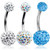 Crystal Belly Ring 3-Pack 14ga-3/8"(10 mm) 316L Surgical Steel