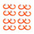 200 Rhodium Plated Non-Piercing Orange Spring Hoops (8mm) - Out of Stock
