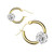 Pair of Colored Crystal Ball Gold IP  Surgical Steel Hoop Earring 12g