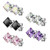 Pair of 316L Surgical Stainless Steel Stud Earring with Princess Cut Square Cubic Zirconia 22ga