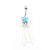 Turquoise Star Design with Dangling Cascade Belly Button Ring 14ga Surgical Steel