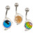 Dolphin and Disco Ball Reflective Design Belly Button Ring 14ga 316L Surgical Steel