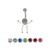 14 gauge Stick Figure Belly Button Ring Surgical Steel with Jewel