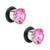 Single Flare Pink CZ Plugs