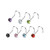 Prong CZ Corkscrew Nose Ring Stud Piercing