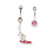 Pack of Two Belly Rings- Surfer Cubic Zirconia Star Design and Double CZ 14ga Surgical Steel