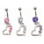 Titanium Dangle Heart 14 gauge Belly Ring with Cz Gems