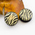 Pair of  Acrylic Zebra Print Black and Yellow  Ear Plugs Screw-Fit 