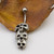 Three Skull Dangle Belly Button Ring 14g