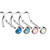 4PCS Bezel Opal Top Corkscrew Nose Ring