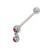 Barbell Tongue Ring Surgical Steel with Dangle Double Jewel Bead-2