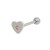 Barbell Tongue Ring Surgical Steel with Flat Head Jeweled Heart-3
