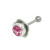 Barbell Tongue Ring Surgical Steel with Flower and Jewel Design-4