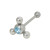 Barbell Tongue Ring Surgical Steel with Jeweled Flower Design-15