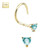 Aqua  Heart CZ Corkscrew Nose Stud