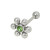 Barbell Tongue Ring Surgical Steel with Jeweled Flower Design-22