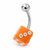 UV Orange Acrylic Dice Belly Ring