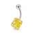 Yellow UV Acrylic Dice Belly Rings