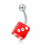 Red UV Acrylic Dice Belly Button Rings