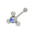 Barbell Tongue Ring Surgical Steel with Jeweled Flower Design-23