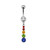 Rainbow CZ Dangling Belly Button Ring Piercing