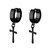 PVD Black Dangle Cross Huggie Earrings