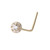 Nose ring 14 Karat solid gold L shape with Flower design prong setting Clear jewels