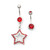 Red Star CZ Dangling Belly Button Ring