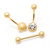 PVD Gold Sand Finish Bezel CZ Belly Ring Tongue Ring