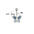 Butterfly Design Multiple Blue CZ Gems Belly Button Ring 14g
