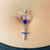 Dangling Cross CZ Externally Threaded Belly Ring