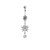 CZ Gem Flower Dangling Belly Navel Ring Surgical Steel 14g