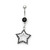 Paved CZ Star Dangle Belly Button Ring