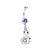 CZ Paved Swan Bird Dangle Navel Belly Ring Surgical Steel 14g Sold individually