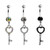 Heart Key Paved CZ Belly Button Rings Piercing