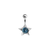 Star with Large CZ Gem Belly Navel Ring Solid Titanium implant Grade 14g Sold individually