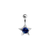 Star with Large CZ Gem Belly Navel Ring Solid Titanium implant Grade 14g Sold individually