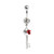 Dangle Heart Key CZ Belly Button Rings Piercing