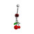 14G Cherry Red CZ Dangling Belly Button Rings Piercing