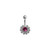 Belly Navel Ring Surgical Steel Flower with CZ Design