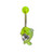 Green 14G Acrylic UV Dolphin CZ Belly Ring Piercing Navel Jewelry